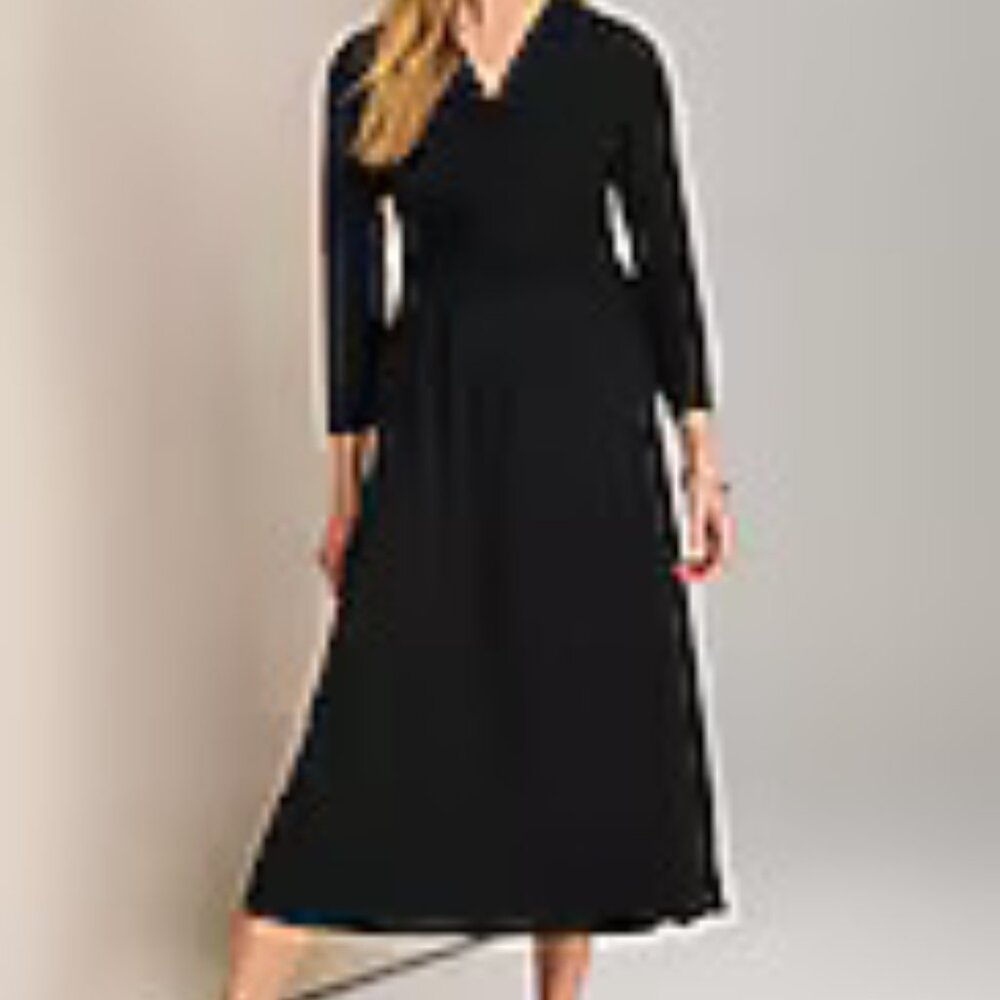 NEW J.Jill Wearever L Wrap Waist Midi Dress Black NWT 109.00
